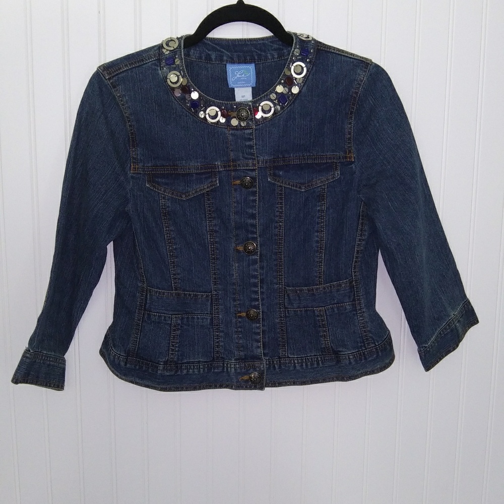 Cute Jeweled denim jacket by Lark Lane. Size 6p
